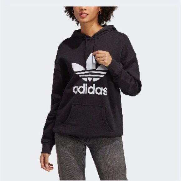 Adidas Tops - NEW Adidas Adicolor Trefoil Hoodie sweatshirt womens XS Originals Black white